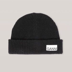 Ganni black wool beanie